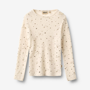 Wheat Main Langærmet Uld T-shirt Alfie T-Shirt 9732 eggshell stars