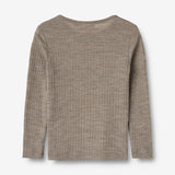 Wheat Wool Langærmet Uld T-shirt Alfie Jersey Tops and T-Shirts 3204 khaki melange