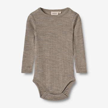 Wheat SMU Langærmet Uld/silke body Liea Underwear/Bodies 3204 khaki melange