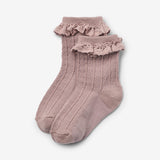Wheat Main Sæt Af To Uld Blondesokker Nora Socks/Tights 3008 shadow brown