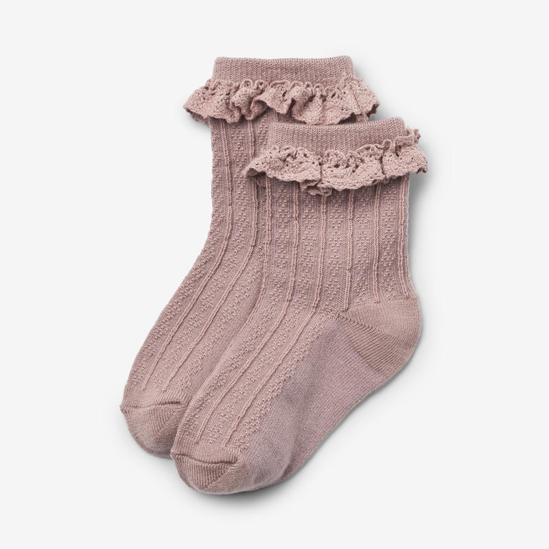 Wheat Main Sæt Af To Uld Blondesokker Nora Socks/Tights 3008 shadow brown