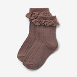Wheat Main Sæt Af To Uld Blondesokker Nora Socks/Tights 3008 shadow brown