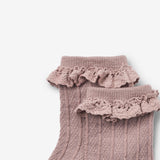 Wheat Main Sæt Af To Uld Blondesokker Nora Socks/Tights 3008 shadow brown