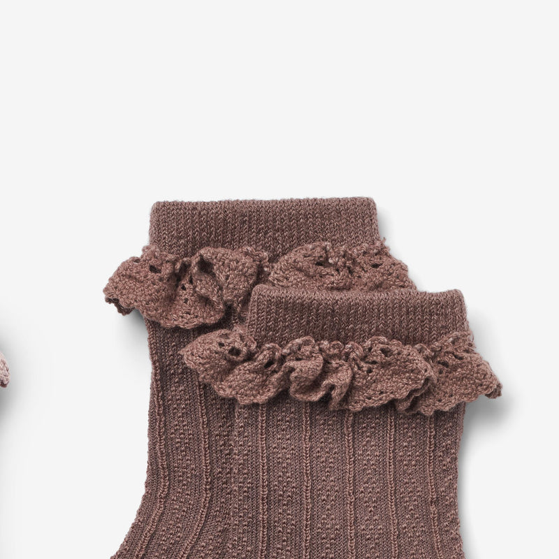 Wheat Main Sæt Af To Uld Blondesokker Nora Socks/Tights 3008 shadow brown