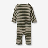 Wheat Wool  Uld Heldragt | Baby Jumpsuits 4142 green stripe