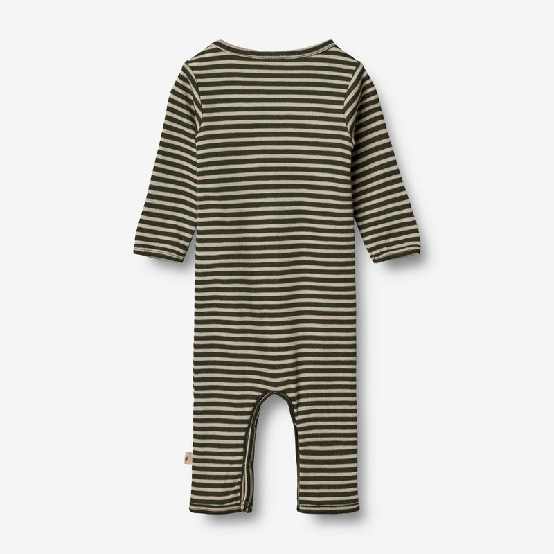 Wheat Wool Uld Heldragt | Baby Jumpsuits 4142 green stripe