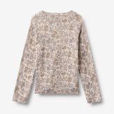 Wheat Outerwear Printet Uldsæt Baselayer 9795 grey winter flowers