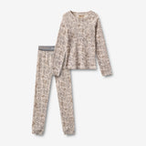 Wheat Outerwear Printet Uldsæt Baselayer 9795 grey winter flowers