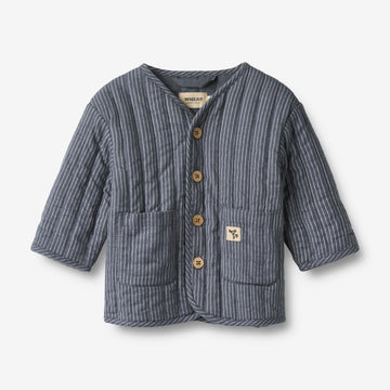 Wheat Main Quilt jakke Siggo Jacket 1312 greyblue slub stripe