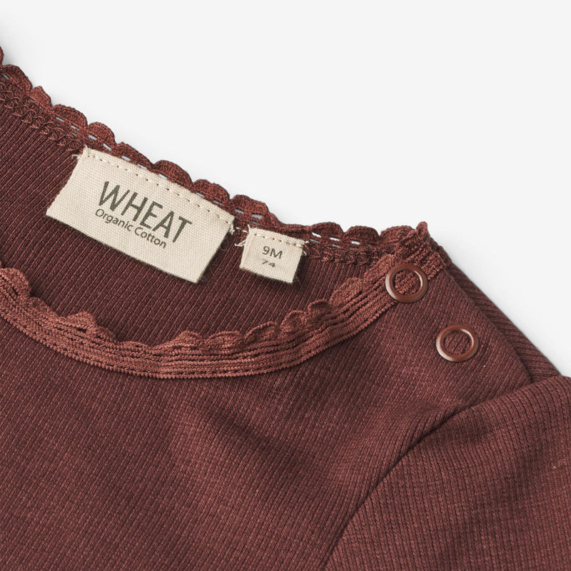 Wheat Langærmet Rib T-shirt Reese | Baby Jersey Tops and T-Shirts 2118 aubergine