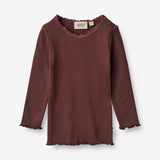 Wheat Main  Langærmet Rib T-shirt Reese | Baby Jersey Tops and T-Shirts 2118 aubergine