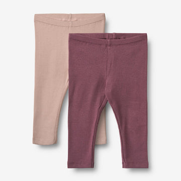 Wheat Main Sæt Af To Rib Leggings Jules Legging 3118 eggplant