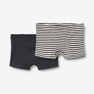 Wheat Main Sæt af 2 Boxershorts Louis Underwear 9432 navy rib stripe
