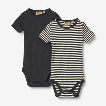 Wheat Main Sæt af 2 Kortærmede Body Timo Body 9432 navy rib stripe