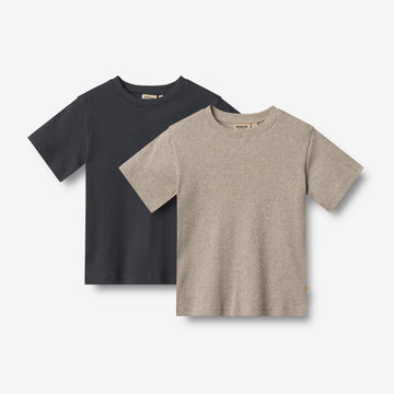 Wheat Main Sæt af 2 Kortærmet Rib T-shirts Fabian T-Shirt 1432 navy