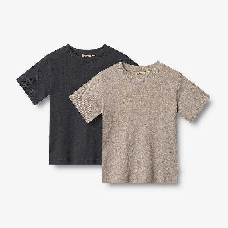 Wheat Main Sæt af 2 Kortærmet Rib T-shirts Fabian T-Shirt 1432 navy