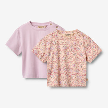 Wheat Main Sæt af 2 Kortærmet T-shirt Ella T-Shirt 9876 magenta heart flowers