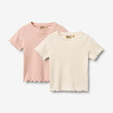 Wheat Main Sæt af 2 Kortærmet T-shirts Alicia T-Shirt 3182 ivory