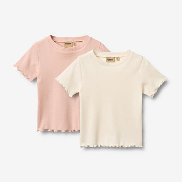 Wheat Main Sæt af 2 Kortærmet T-shirts Alicia T-Shirt 3182 ivory