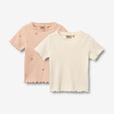 Wheat Main Sæt af 2 Kortærmet T-shirts Alicia T-Shirt 2475 rose flowers
