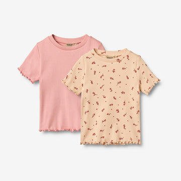 Wheat Main Sæt af 2 Kortærmet T-shirts Alicia T-Shirt 9439 rose water flowers