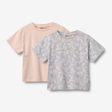 Wheat Main Sæt af 2 Kortærmet T-shirts Ella T-Shirt 2528 powder blue flowers