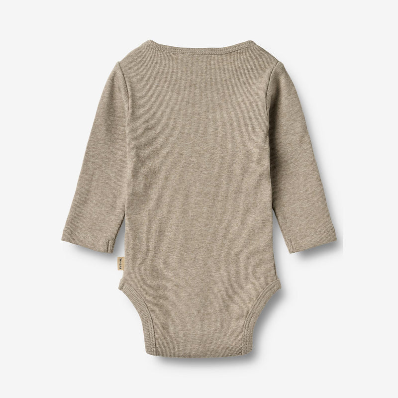 Wheat Main Sæt af 2 Langærmede Rib Body Spencer Body 0072 gravel melange