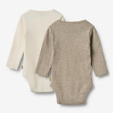 Wheat Main Sæt af 2 Langærmede Rib Body Spencer Body 0072 gravel melange