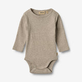 Wheat Main Sæt af 2 Langærmede Rib Body Spencer Body 0072 gravel melange