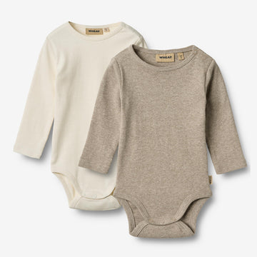 Wheat Main Sæt af 2 Langærmet Rib Body Spencer Body 0072 gravel melange