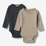Wheat Main Sæt af 2 Langærmet Rib Body Spencer Body 1432 navy