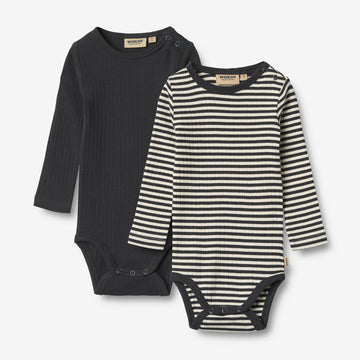 Wheat Main Sæt af 2 Langærmet Rib Body Spencer Body 9432 navy rib stripe