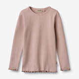 Wheat Main Sæt af 2 Langærmede Rib T-shirts Ida T-Shirt 3118 eggplant