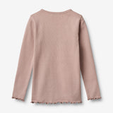 Wheat Main Sæt af 2 Langærmede Rib T-shirts Ida T-Shirt 3118 eggplant