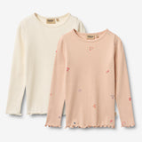 Wheat Main Sæt af 2 Langærmede T-shirts Ida T-Shirt 2475 rose flowers