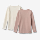 Wheat Main Sæt af 2 Langærmet Rib T-shirt Ida T-Shirt 2487 rose powder
