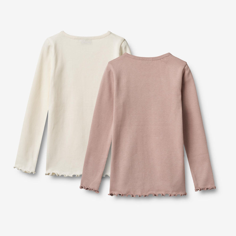 Wheat Main Sæt af 2 Langærmet Rib T-shirt Ida T-Shirt 2487 rose powder