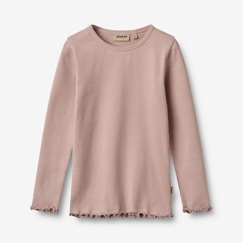 Wheat Main Sæt af 2 Langærmet Rib T-shirt Ida T-Shirt 2487 rose powder