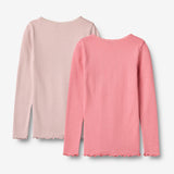 Wheat Main Sæt af 2 Langærmet Rib T-shirt Reese Jersey Tops and T-Shirts 2355 pink lilac