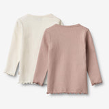 Wheat Main Sæt af 2 Langærmet Rib T-shirts Ida T-Shirt 2487 rose powder