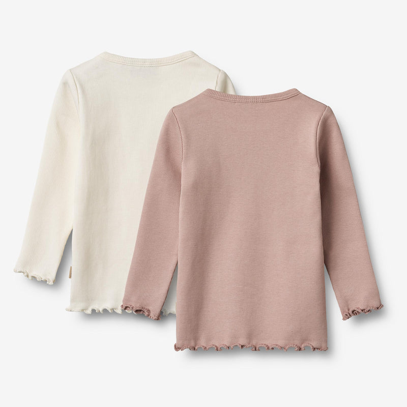 Wheat Main Sæt af 2 Langærmet Rib T-shirts Ida T-Shirt 2487 rose powder