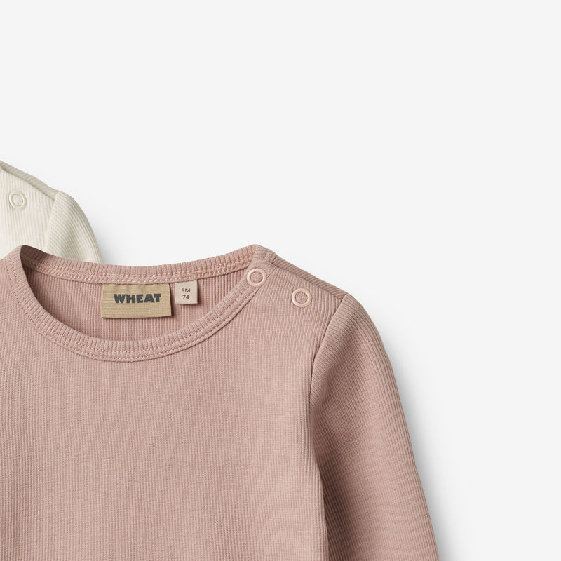 Wheat Main Sæt af 2 Langærmet Rib T-shirts Ida T-Shirt 2487 rose powder