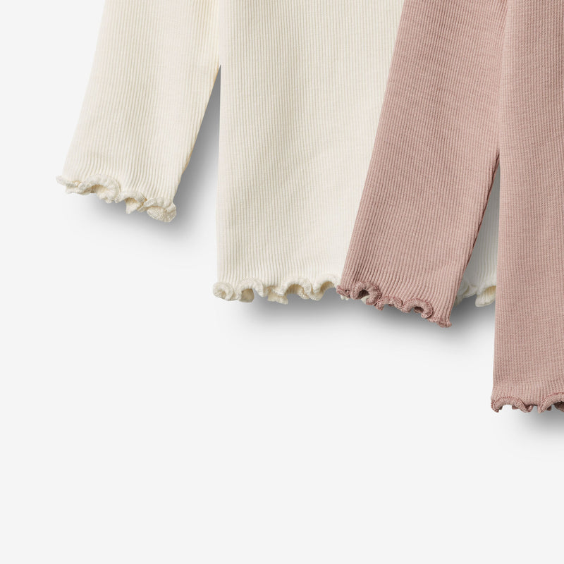 Wheat Main Sæt af 2 Langærmet Rib T-shirts Ida T-Shirt 2487 rose powder