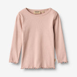 Wheat Main Sæt af 2 Langærmet Rib T-shirts Ida T-Shirt 3118 eggplant