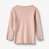 Wheat Main Sæt af 2 Langærmet Rib T-shirts Ida T-Shirt 3118 eggplant