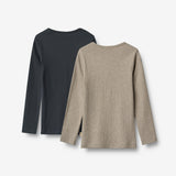 Wheat Main Sæt af 2 Langærmet Rib T-shirts Stig T-Shirt 1432 navy