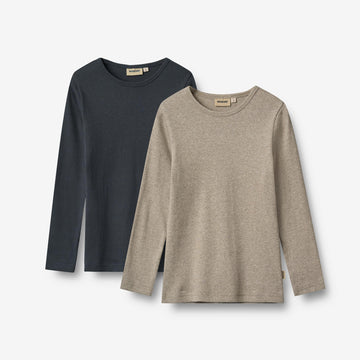 Wheat Main Sæt af 2 Langærmet Rib T-shirts Stig T-Shirt 1432 navy