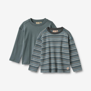 Wheat Main Sæt af 2 Langærmet T-shirt Hans Jersey Tops and T-Shirts 9547 blue multi stripe