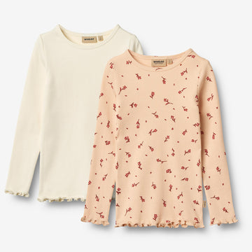 Wheat Main Sæt af 2 Langærmede T-shirts Ida T-Shirt 9439 rose water flowers
