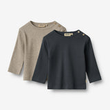 Wheat Main Sæt af 2 Langærmet T-shirts Milo T-Shirt 1432 navy